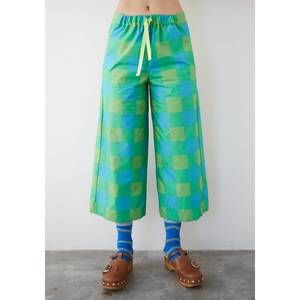 NEW DR BLOOM bomba wide leg pants in green gingham